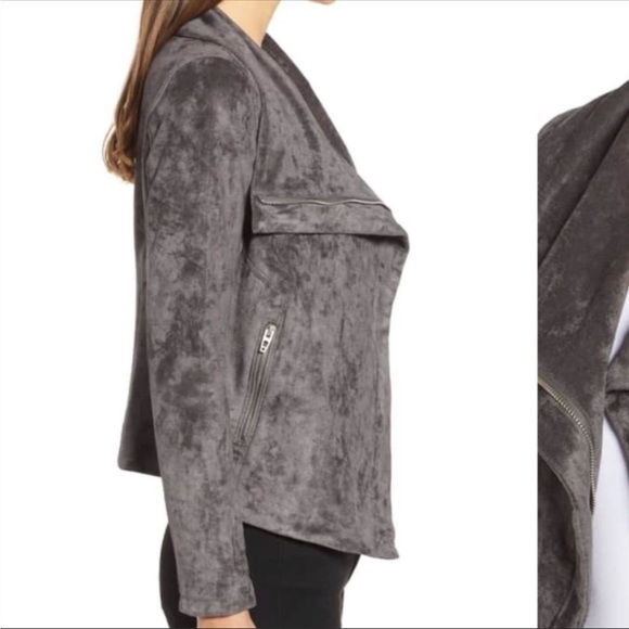 Blank NYC Faux Suede Gray Moto Jacket Sz Medium - Picture 13 of 14